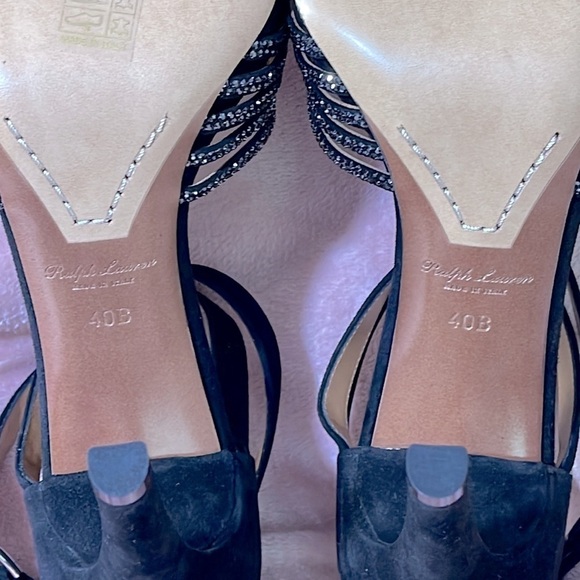 Ralph Lauren Purple Label Velia Embellished Goat-Suede Sandals Sz. 40 - Picture 15 of 16